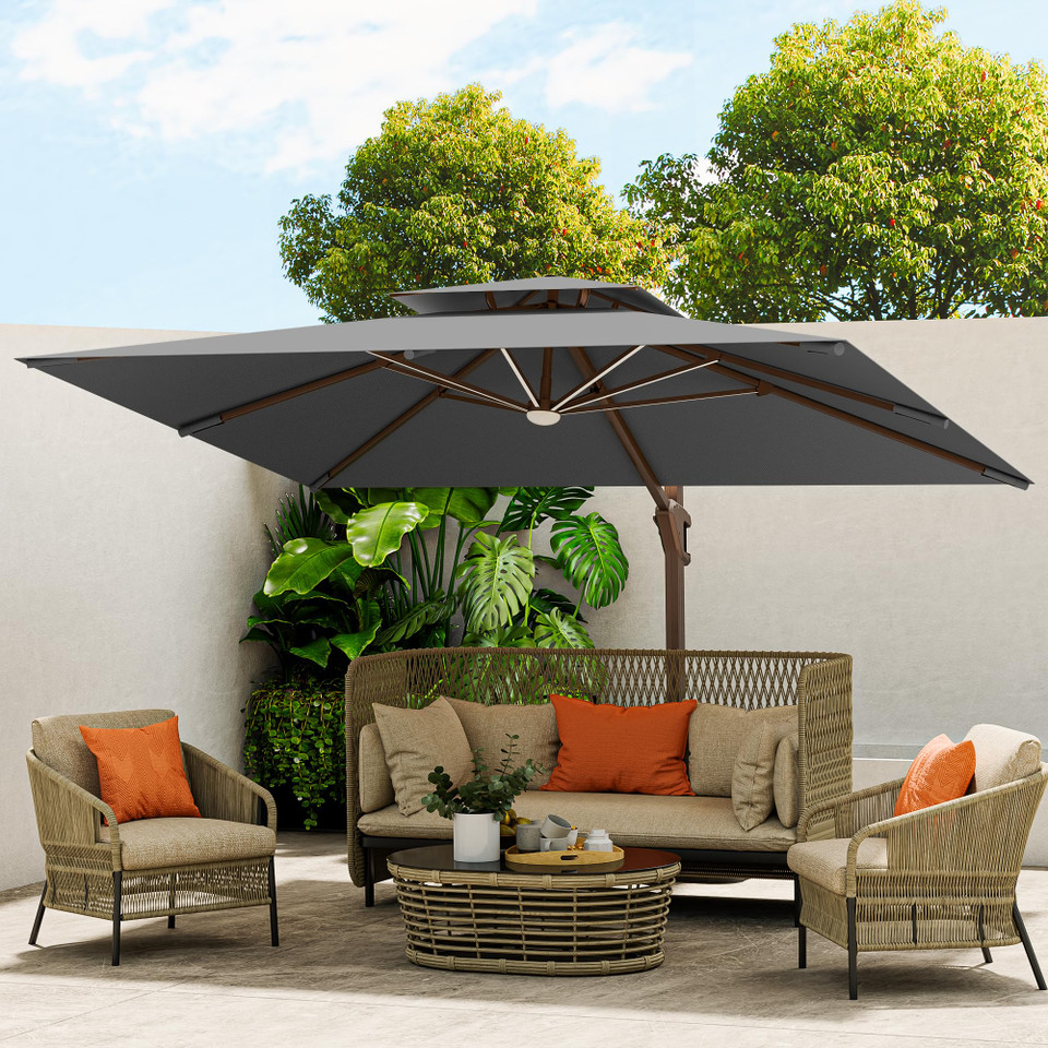 Cantilever Outdoor Patio Umbrella with LED Lights